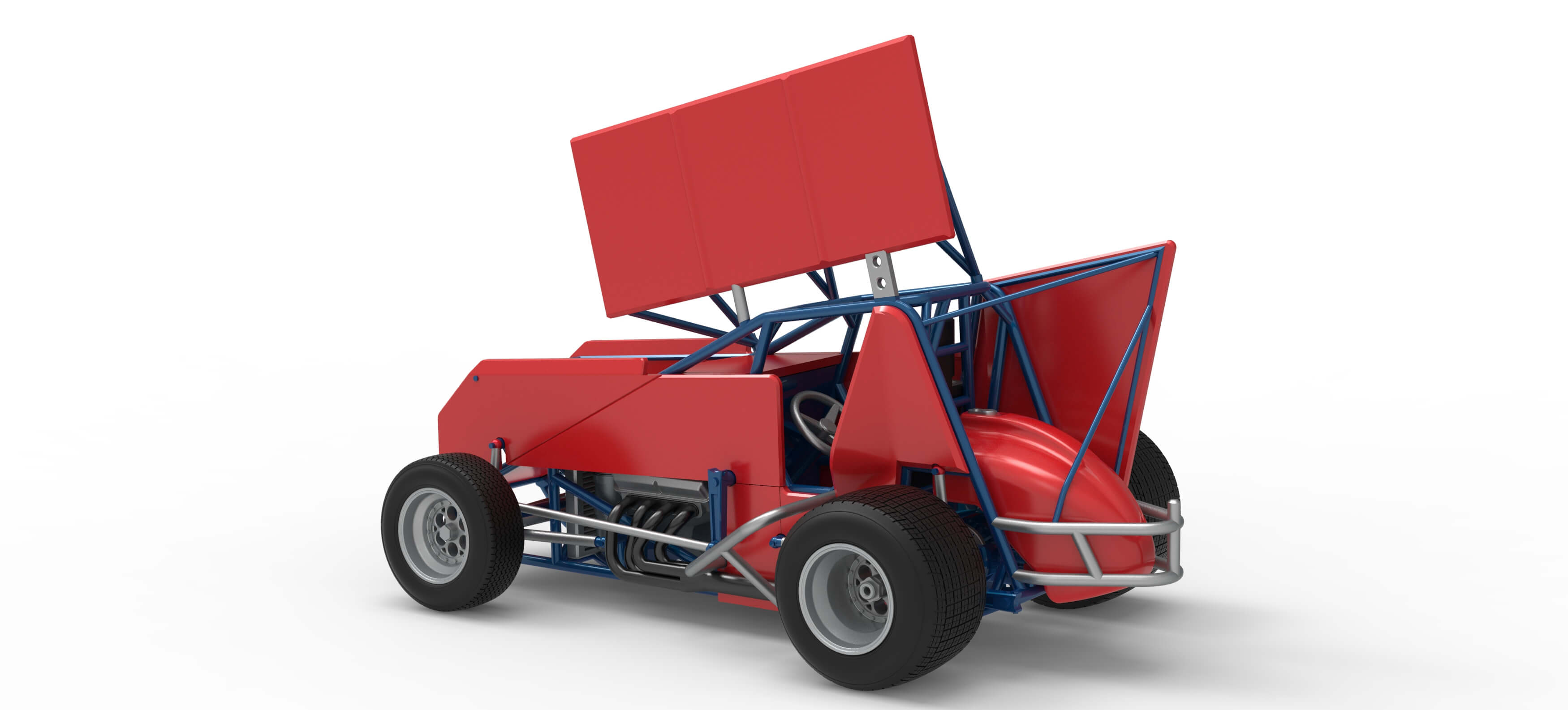 Winged Sprint Car Version 2 Scale 1:25 3D Model