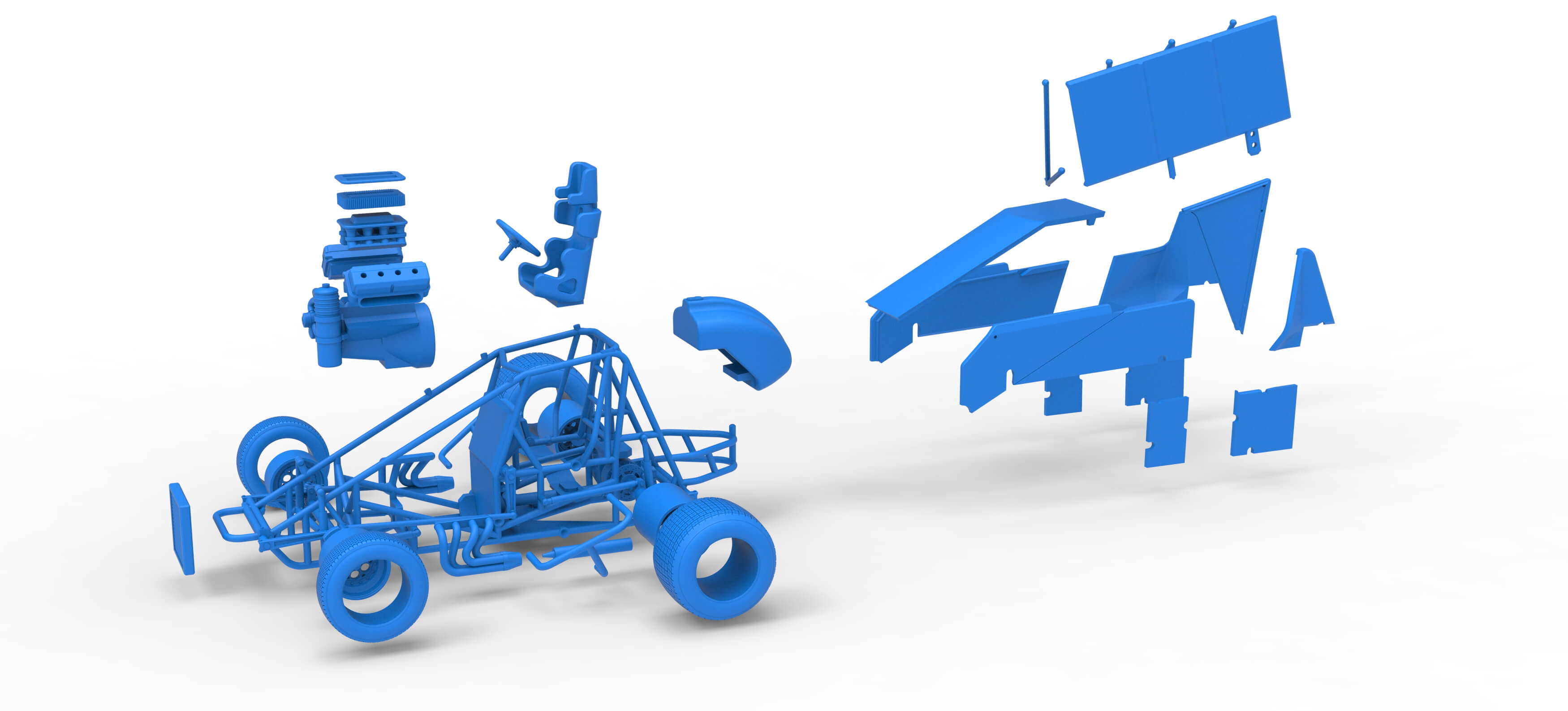 Winged Sprint Car Version 2 Scale 1:25 3D Model
