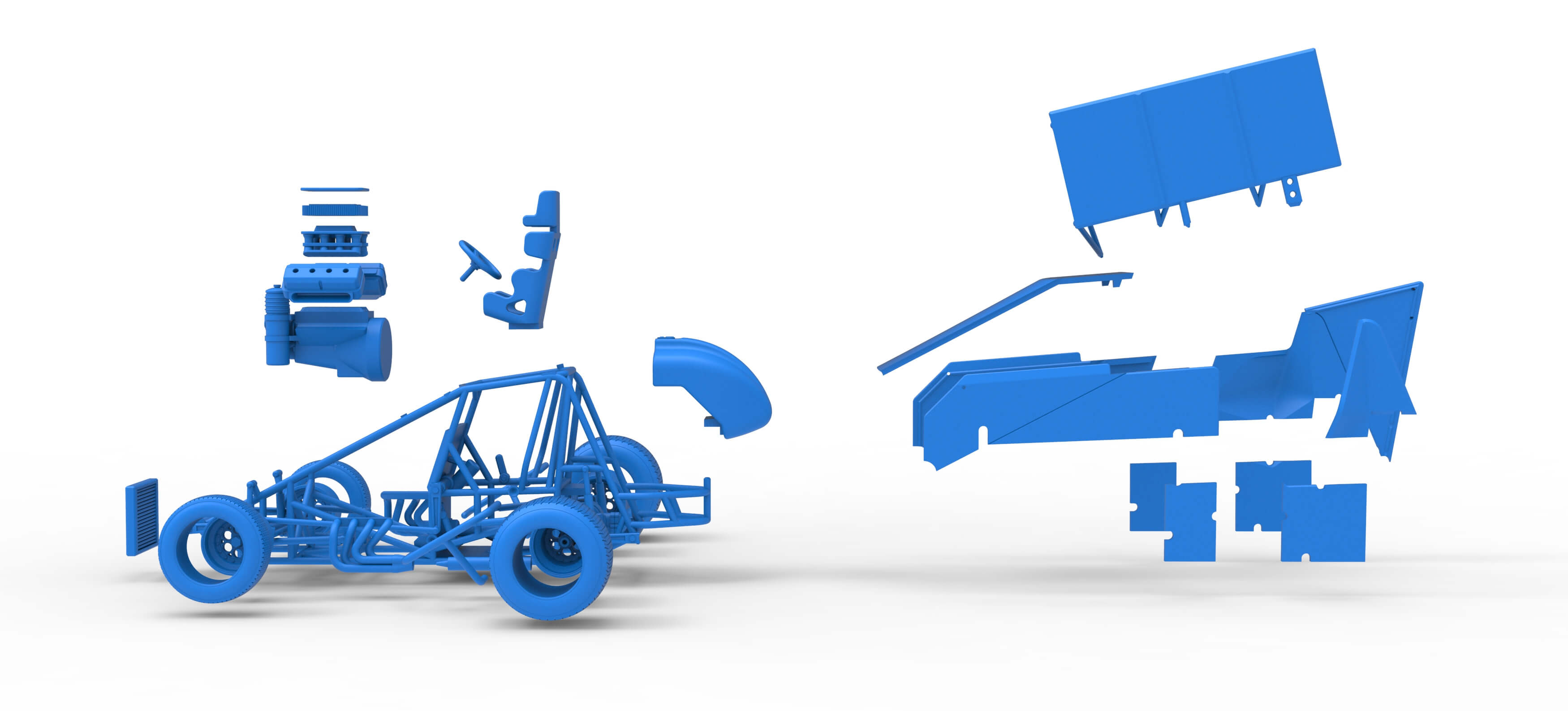 Winged Sprint Car Version 2 Scale 1:25 3D Model