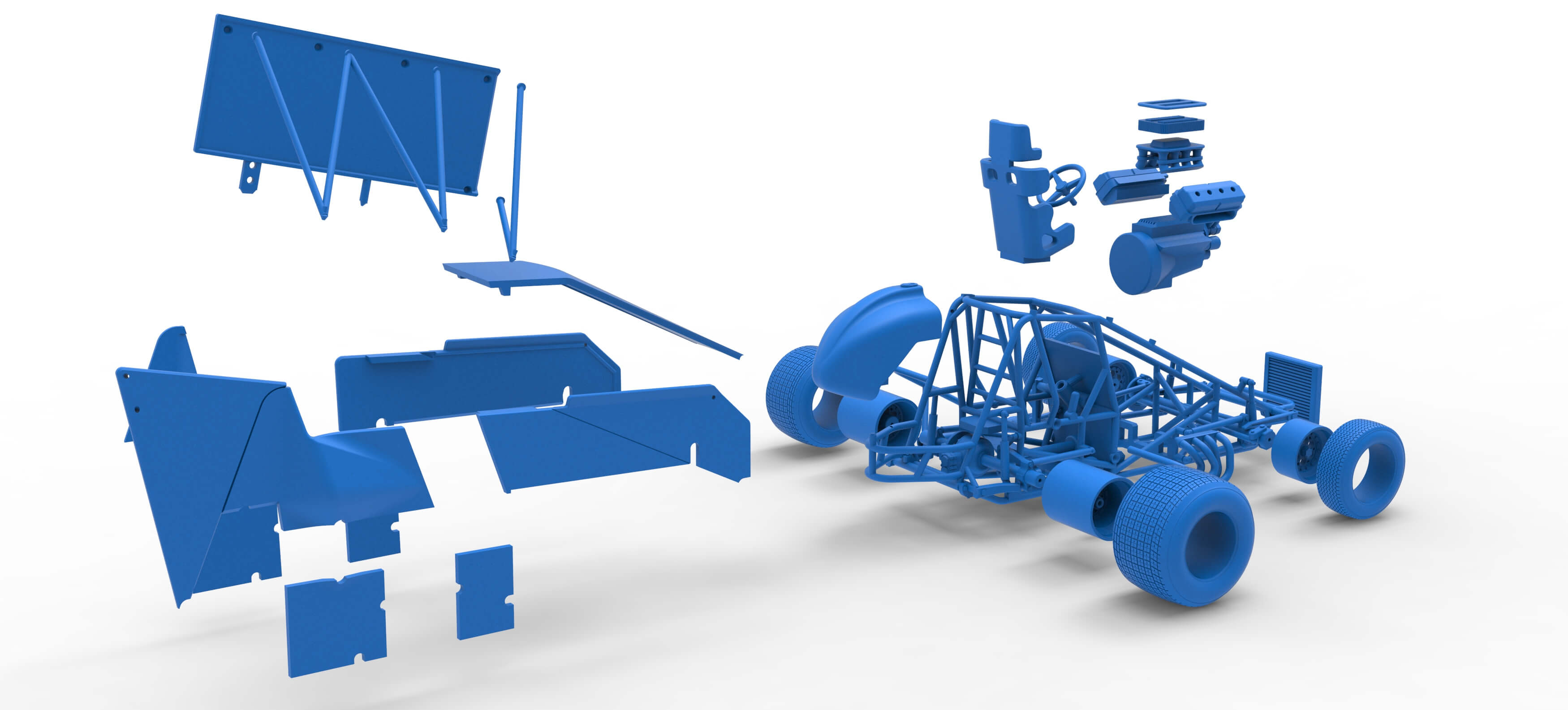 Winged Sprint Car Version 2 Scale 1:25 3D Model
