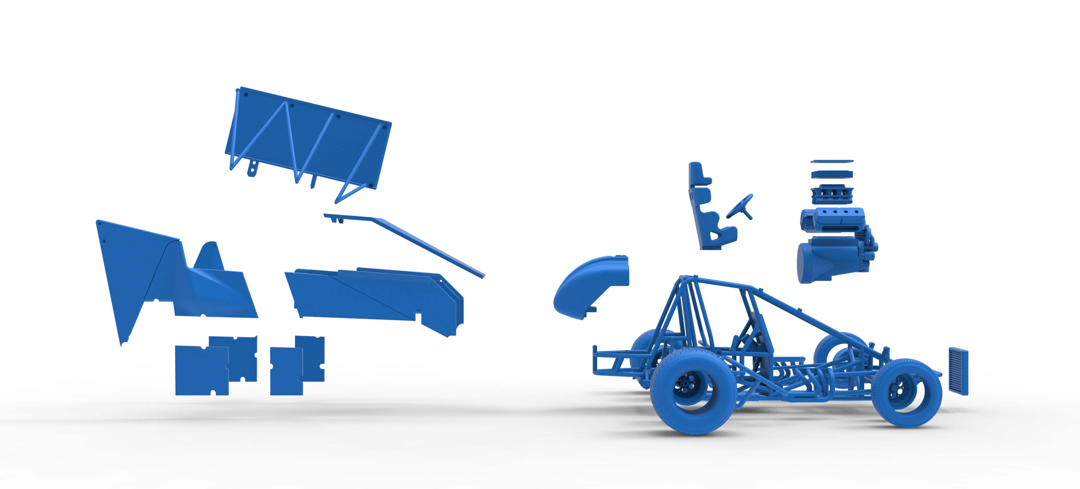 Winged Sprint Car Version 2 Scale 1:25 3D Model