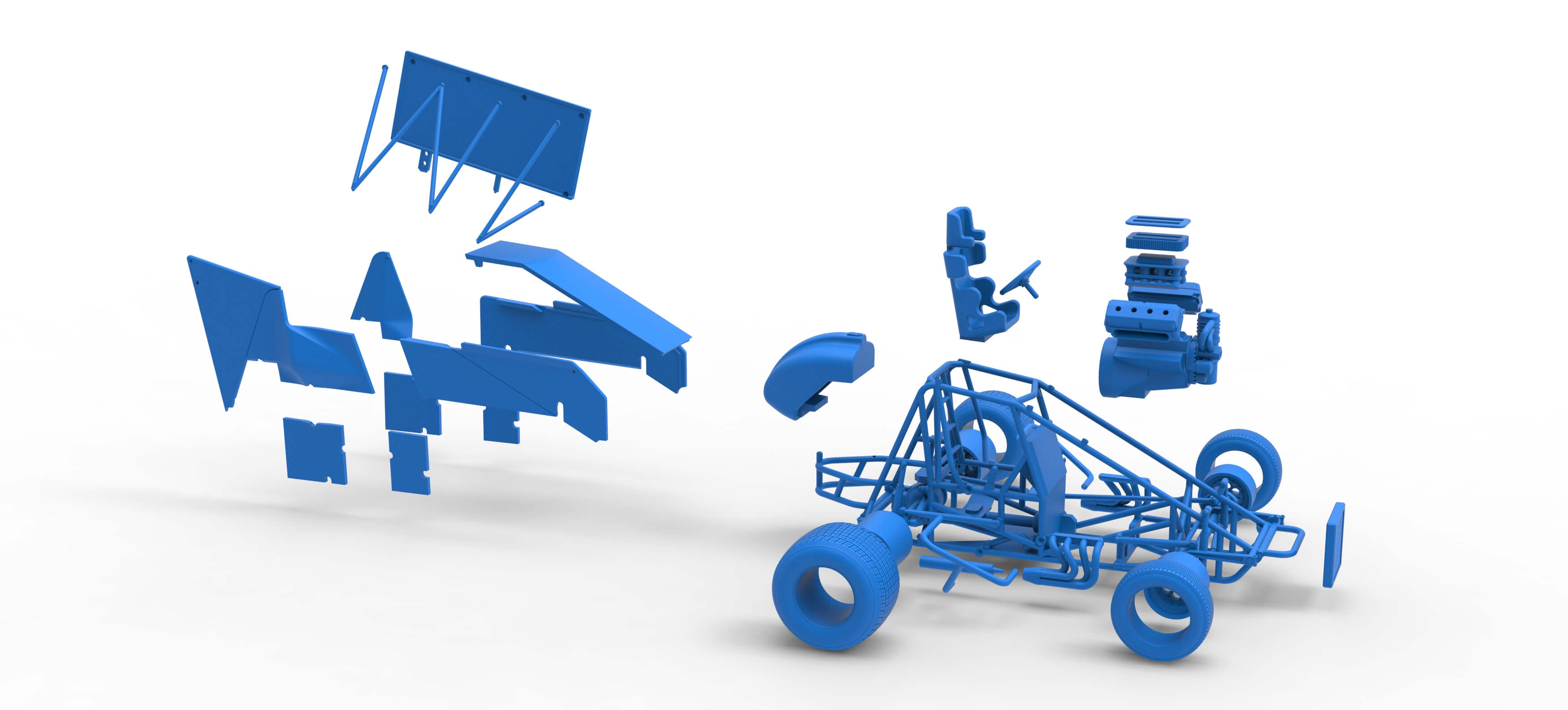 Winged Sprint Car Version 2 Scale 1:25 3D Model