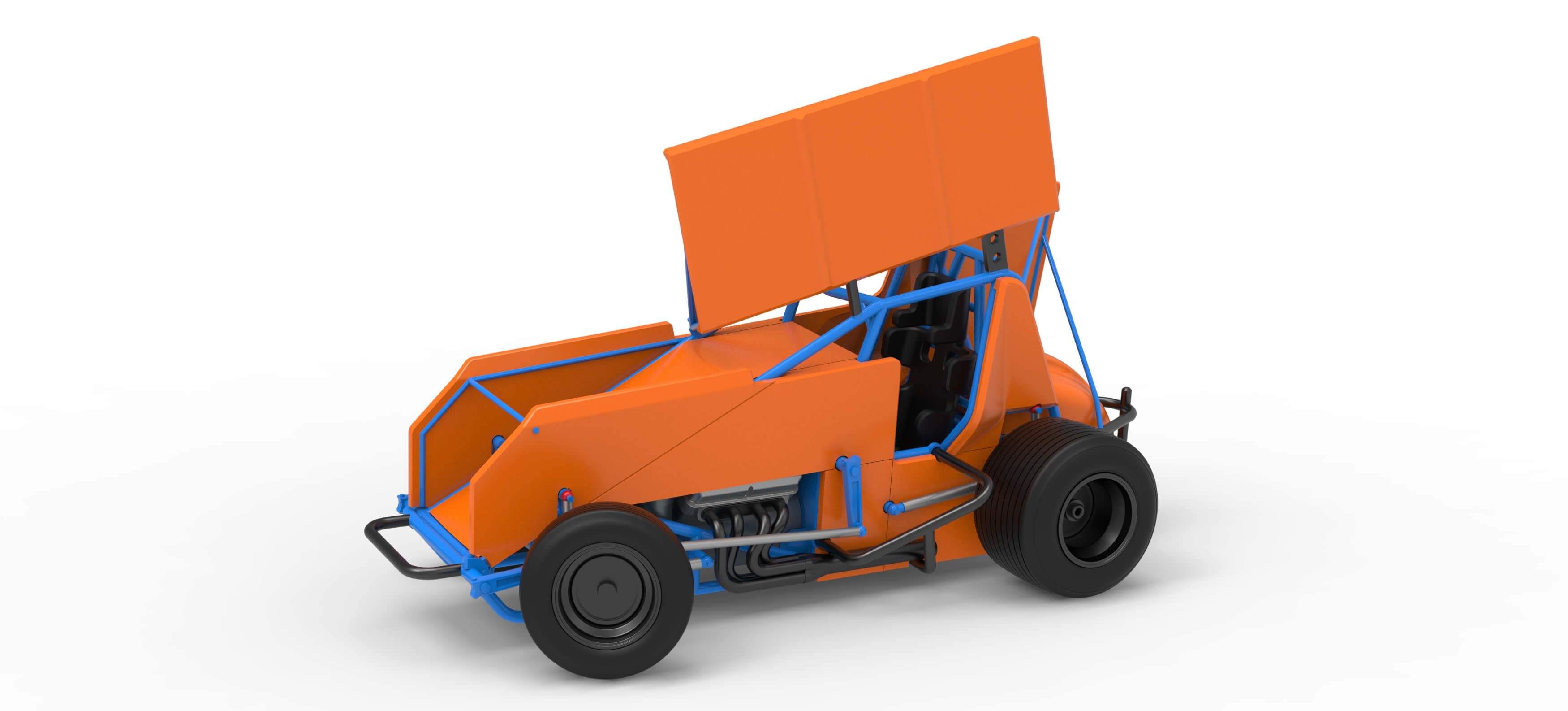 Winged Sprint Car Version 2 While Turning Scale 1:25 3D Model