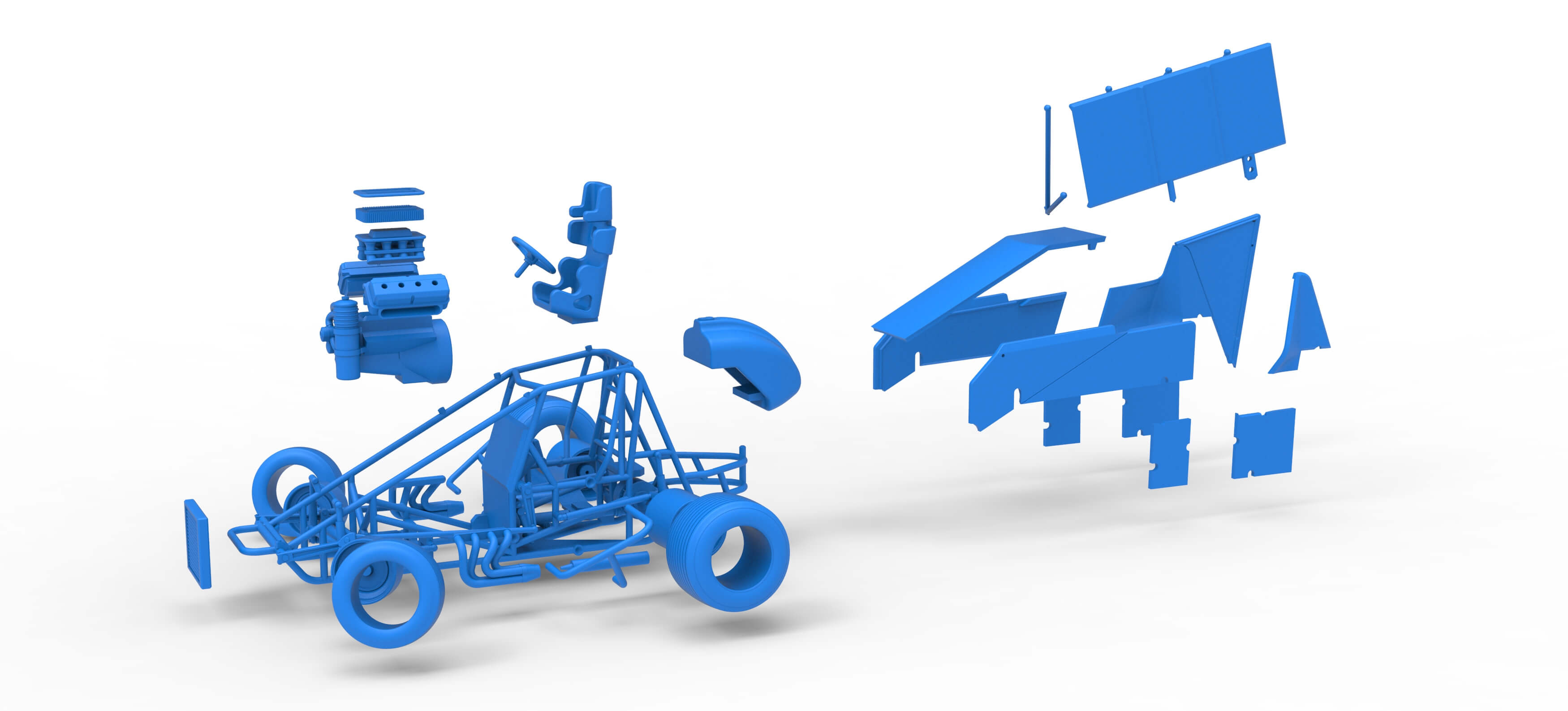 Winged Sprint Car Version 2 While Turning Scale 1:25 3D Model
