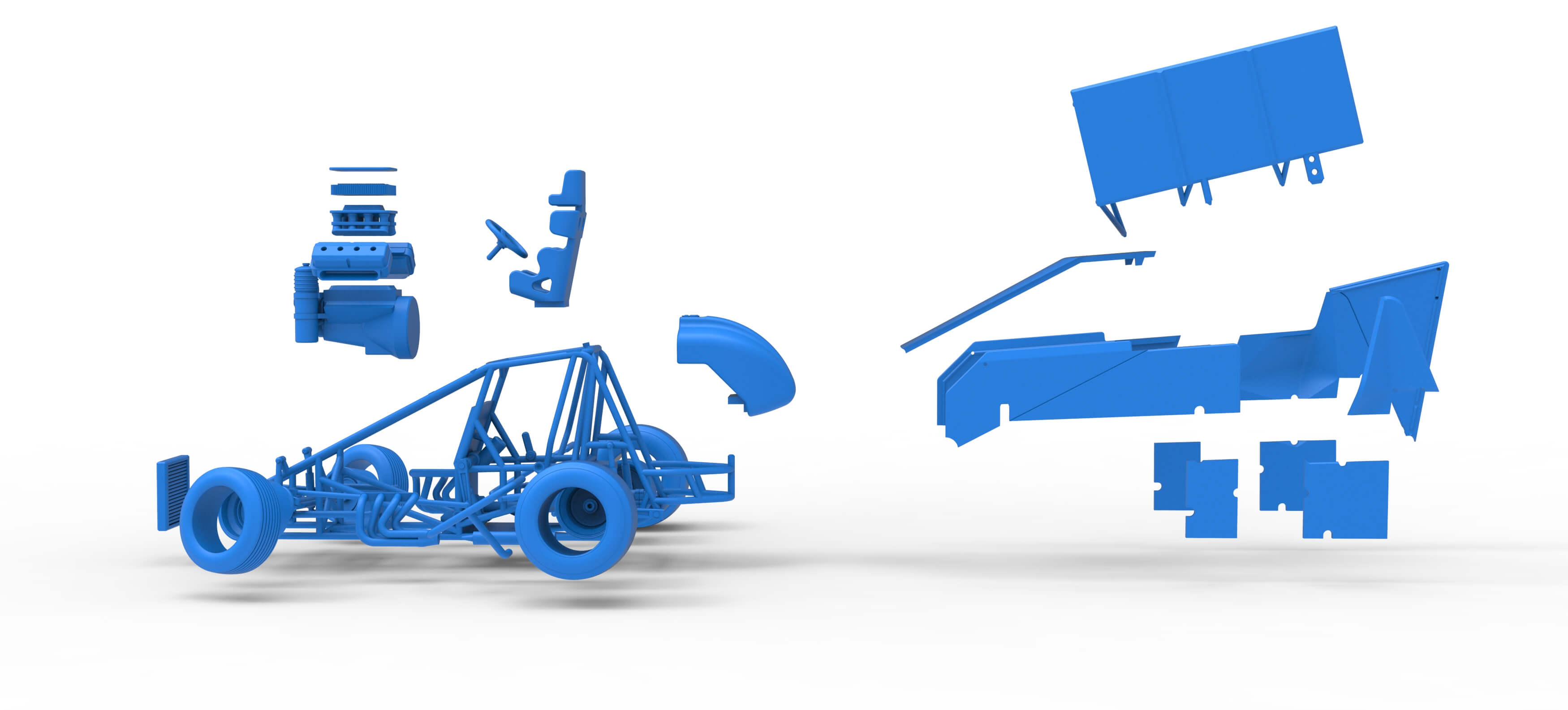 Winged Sprint Car Version 2 While Turning Scale 1:25 3D Model