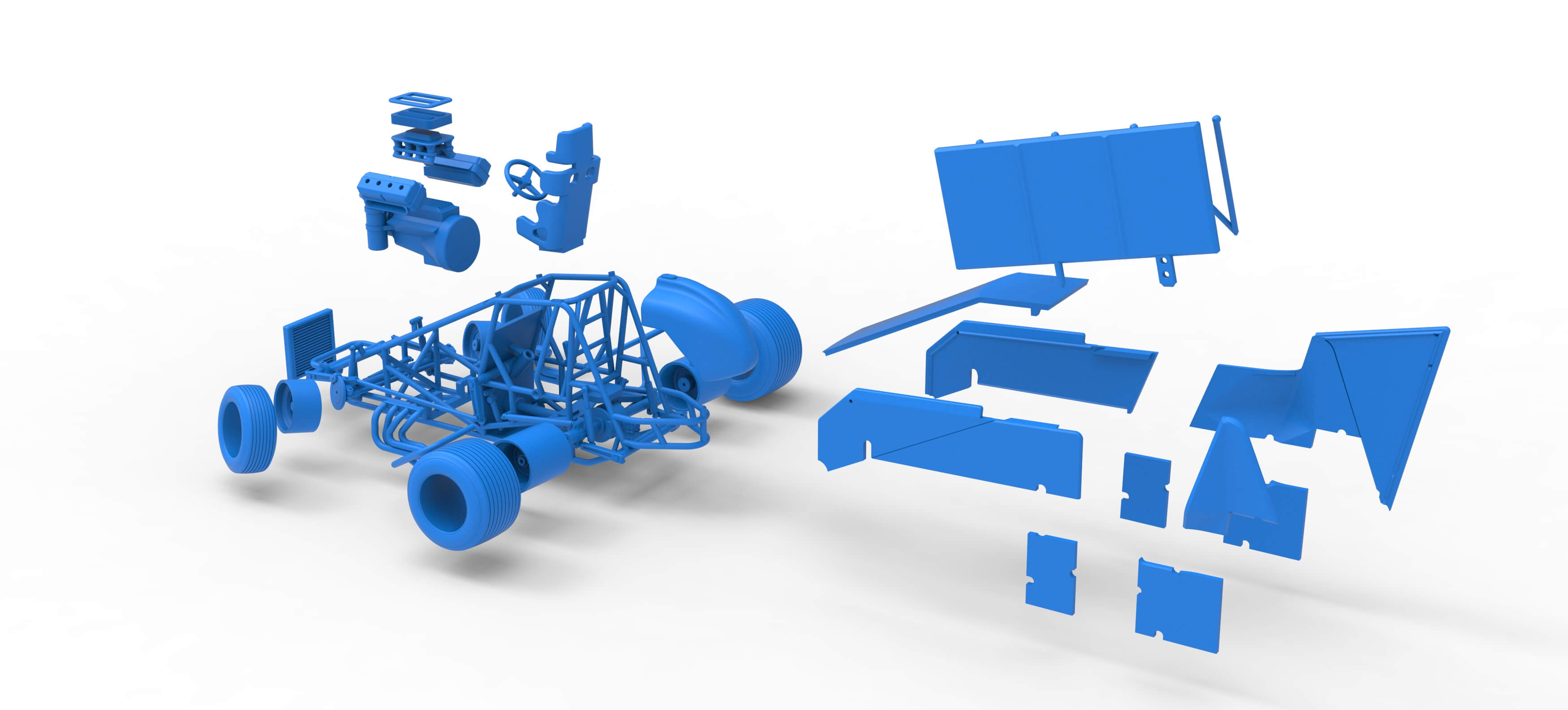 Winged Sprint Car Version 2 While Turning Scale 1:25 3D Model