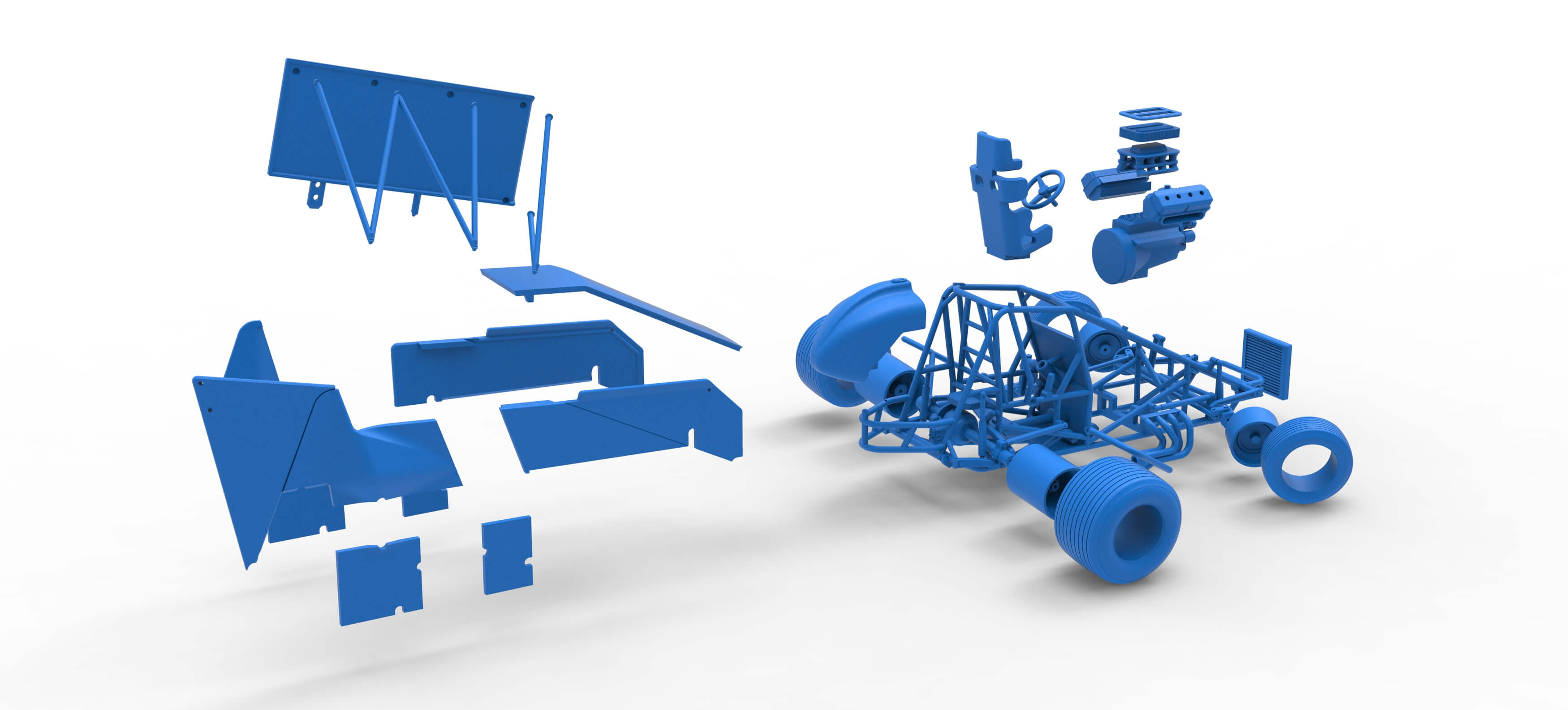 Winged Sprint Car Version 2 While Turning Scale 1:25 3D Model