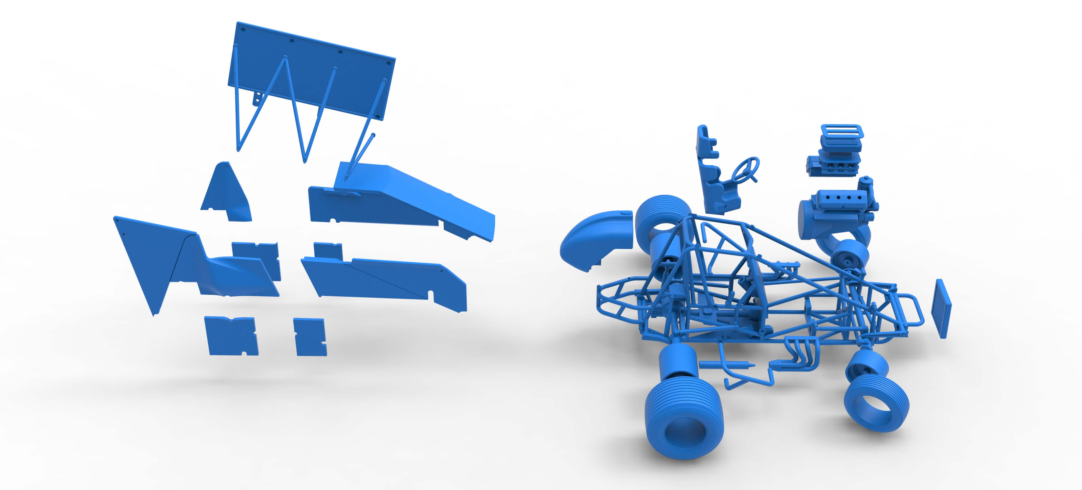 Winged Sprint Car Version 2 While Turning Scale 1:25 3D Model