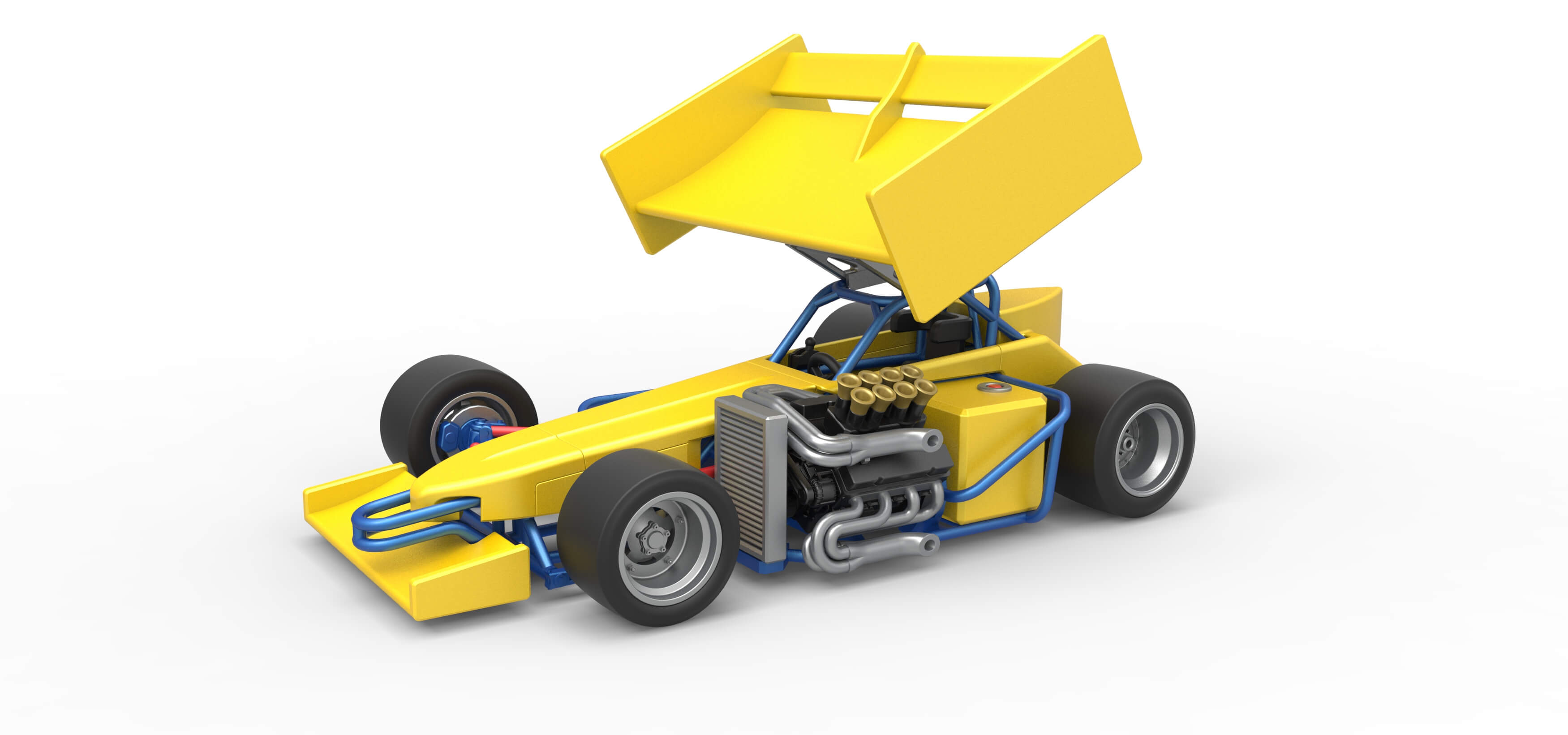 Winged Supermodified Race Car 1:25 3D Model