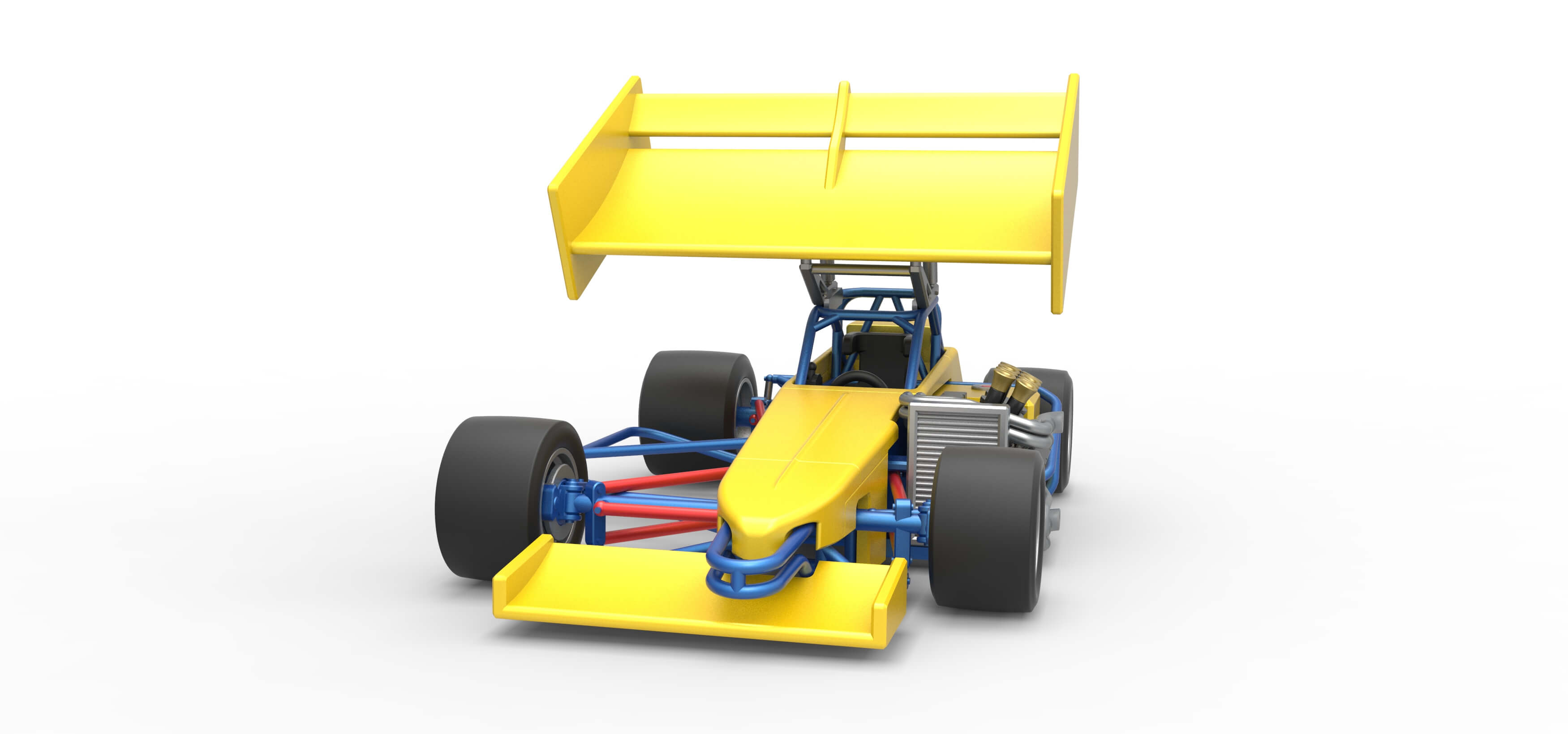 Winged Supermodified Race Car 1:25 3D Model