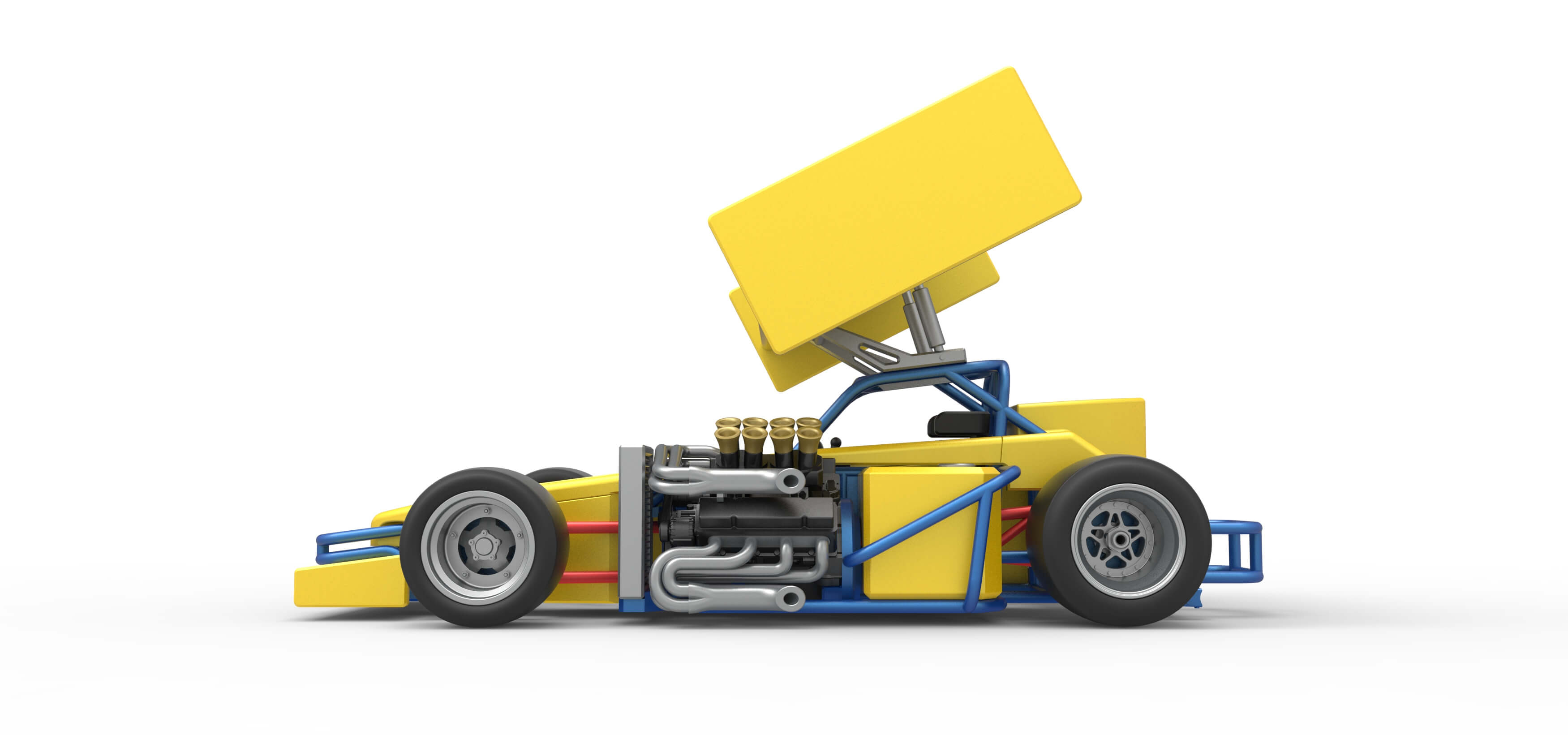 Winged Supermodified Race Car 1:25 3D Model