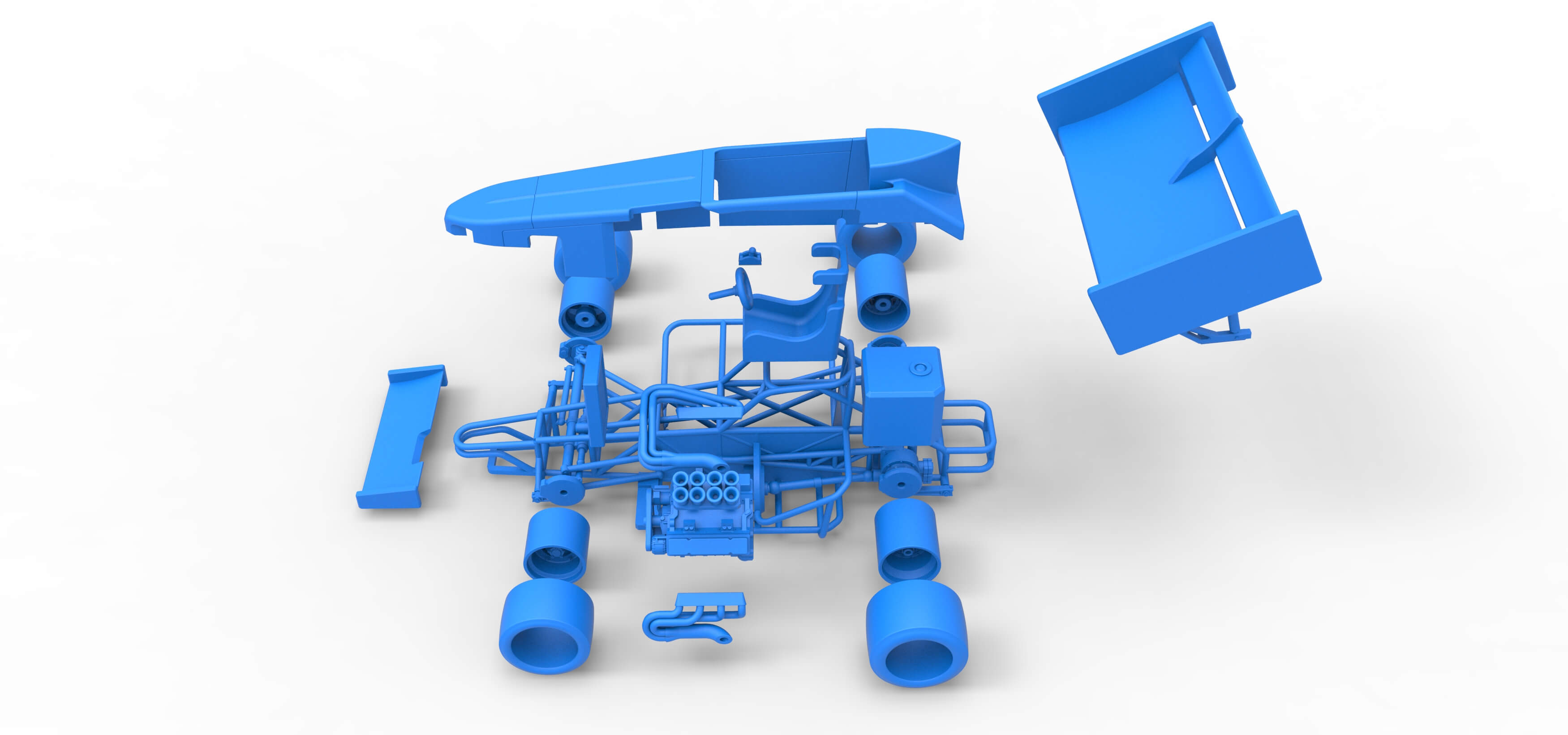Winged Supermodified Race Car 1:25 3D Model