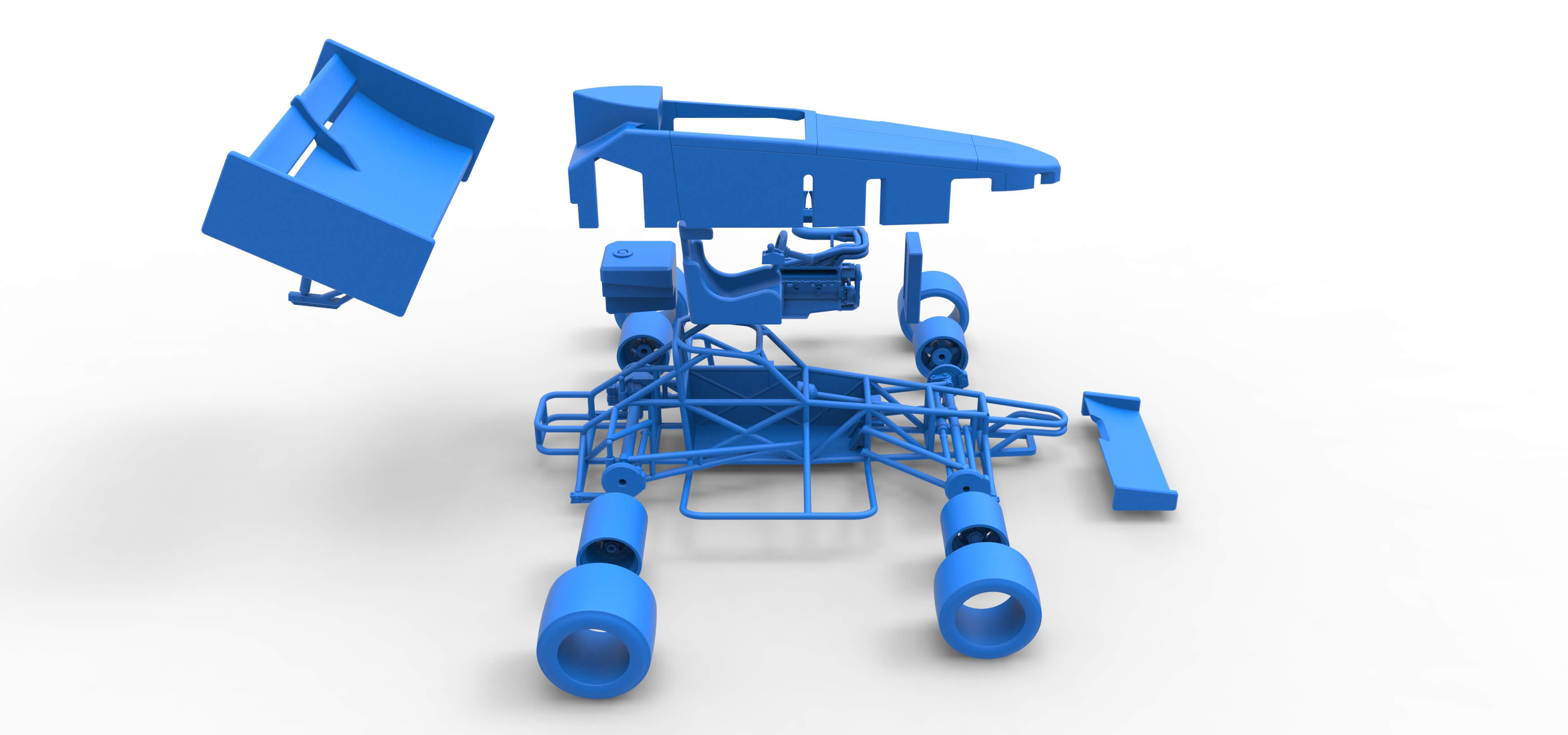 Winged Supermodified Race Car 1:25 3D Model