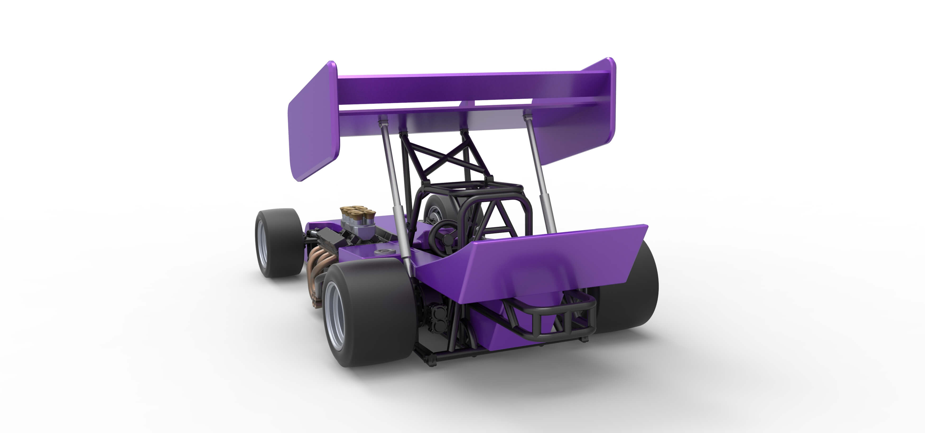 Winged Supermodified Race Car 1:25 3D Model