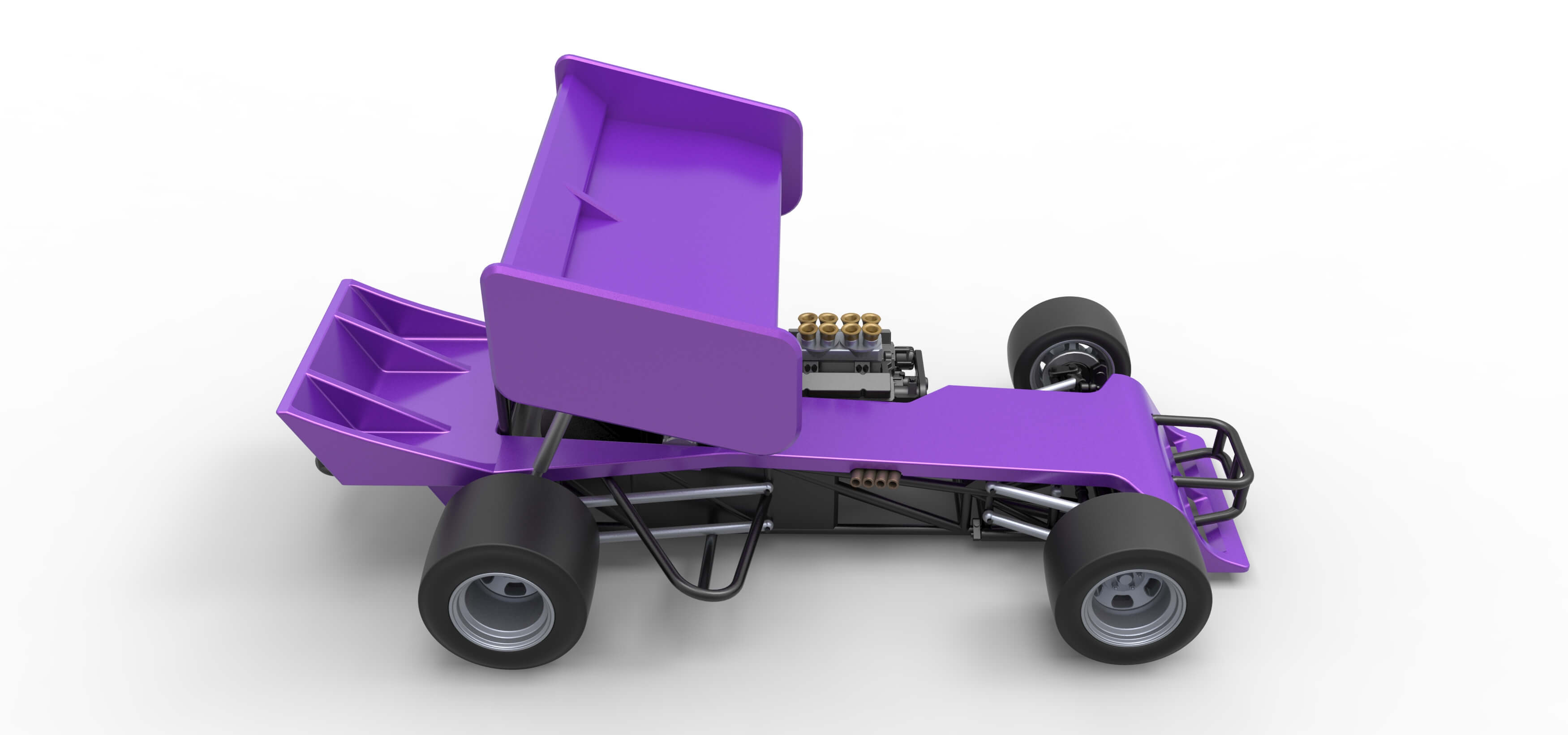 Winged Supermodified Race Car 1:25 3D Model