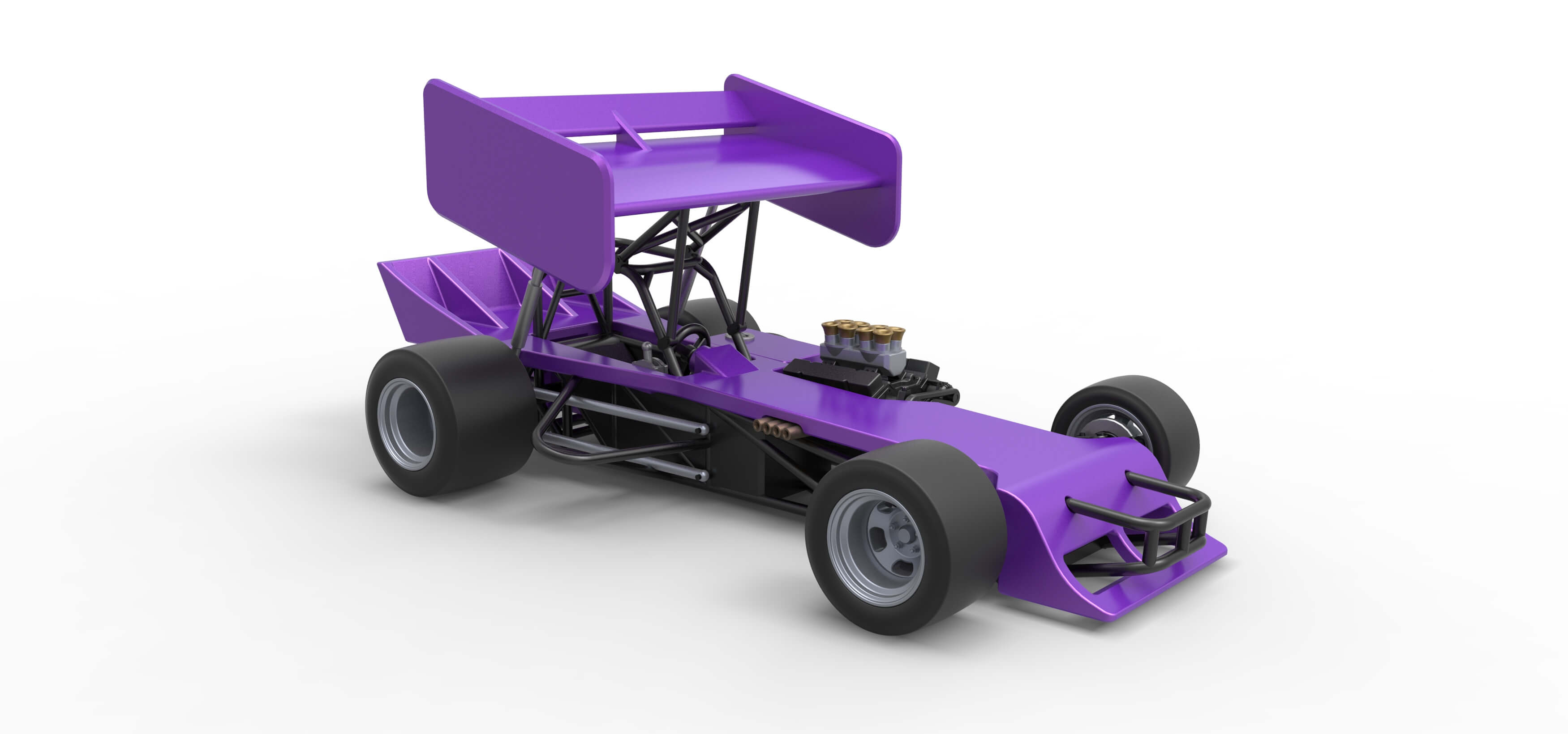 Winged Supermodified Race Car 1:25 3D Model