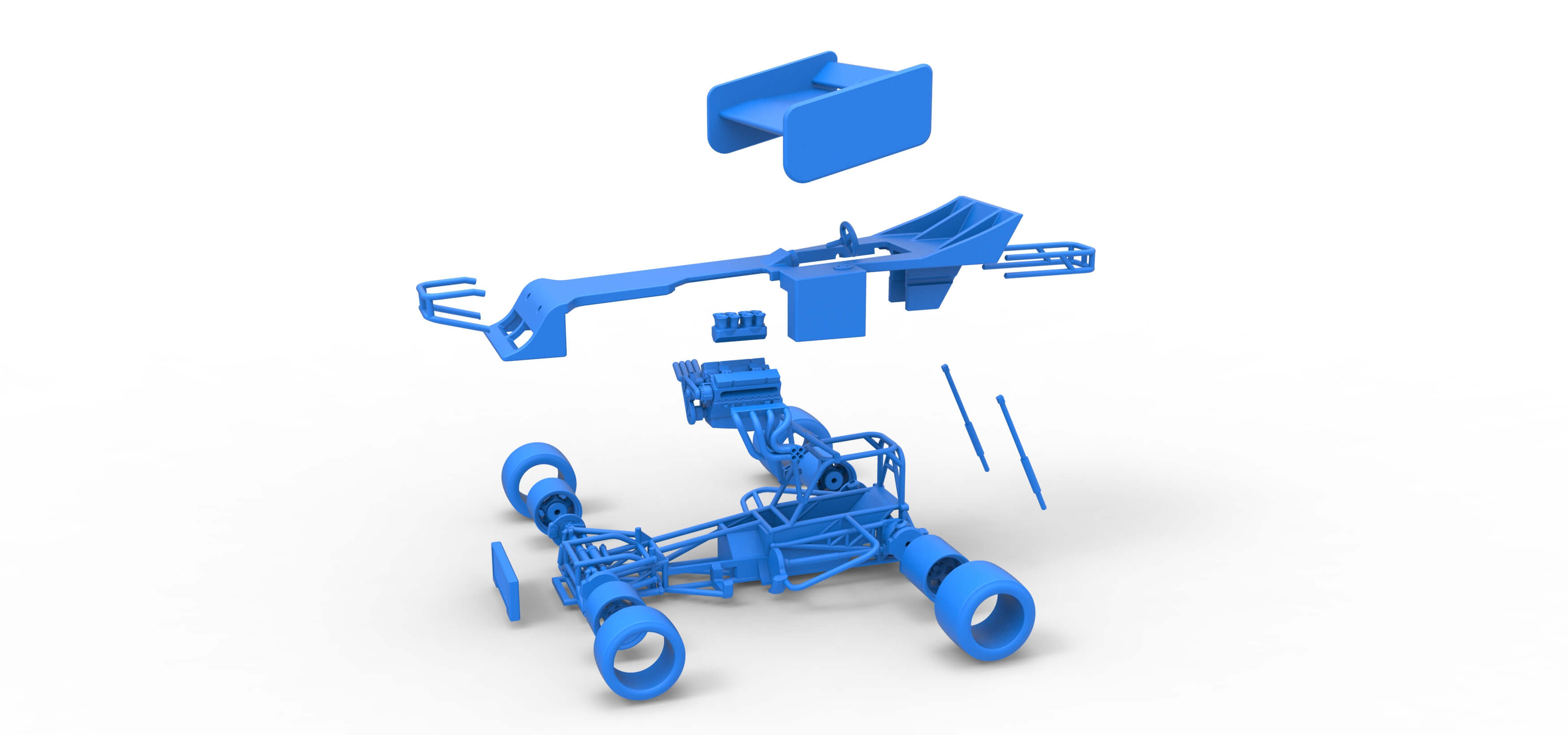 Winged Supermodified Race Car 1:25 3D Model