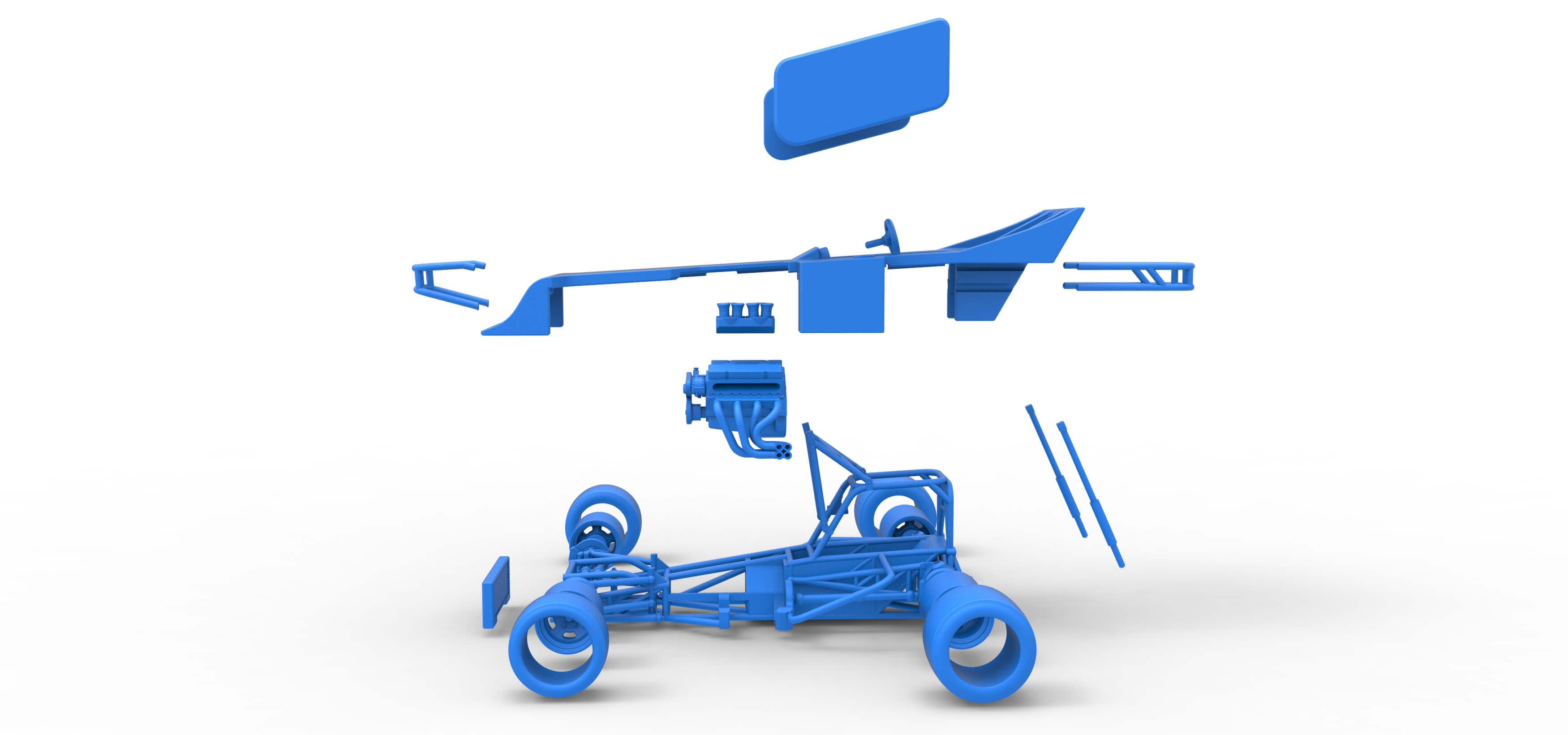 Winged Supermodified Race Car 1:25 3D Model