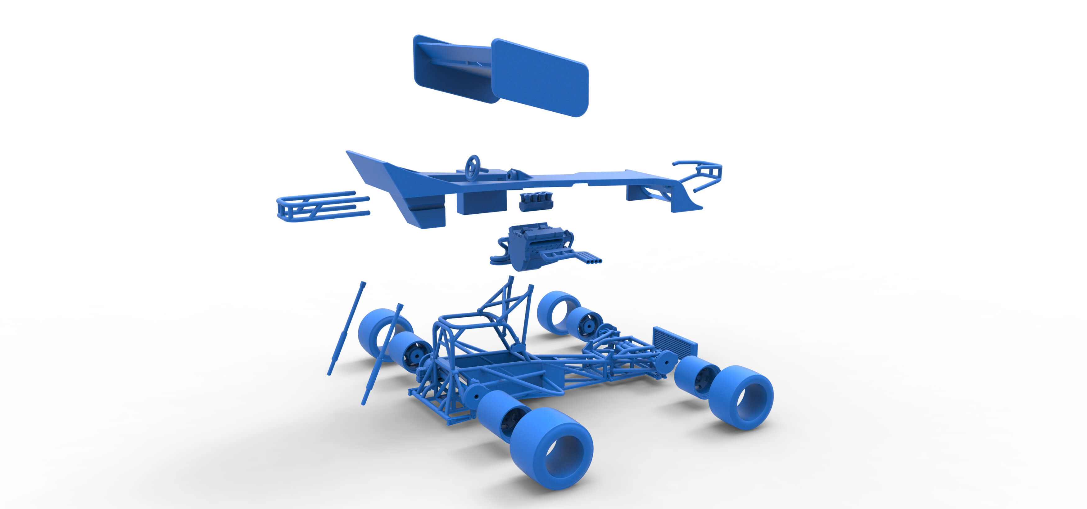 Winged Supermodified Race Car 1:25 3D Model